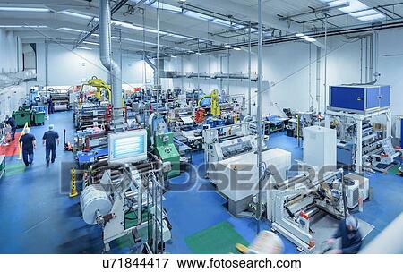 Stock Photo - Overview of food packaging printing factory. Fotosearch