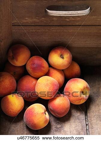Peaches stacked in corner of wooden box View Large Photo Image Stock Photography - Peaches stacked in corner of wooden box. Fotosearch