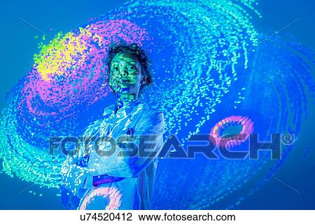 Portrait of female scientist with graphical data projection View Large Photo Image Stock Image - Portrait of female scientist with graphical data projection. Fotosearch
