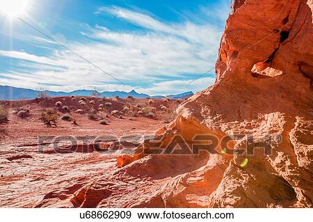 Stock Photo - Red rocks and blue sky, Valley of Fire State Park, Nevada, USA. Fotosearch
