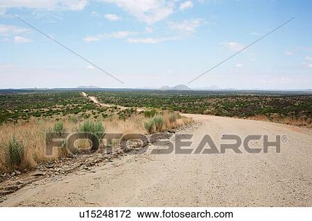 Stock Image - Road to Windhoek through the Namib-Naukluft national park, Namibia. Fotosearch