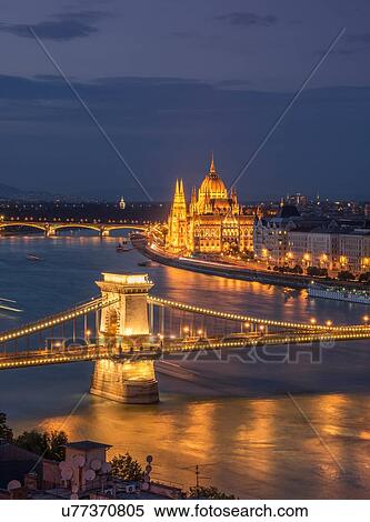 The Parliament and Chain Bridge on the Danube at night, Hungary, Budapest View Large Photo Image Stock Photography - The Parliament and Chain Bridge on the Danube at night, Hungary, Budapest. Fotosearch