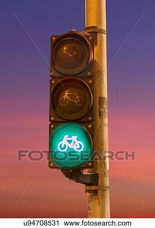 Traffic light for bicycles, green signal View Large Photo Image Stock Image - Traffic light for bicycles, green signal. Fotosearch