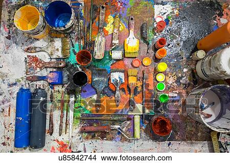Picture - Artist's material and tools. Fotosearch