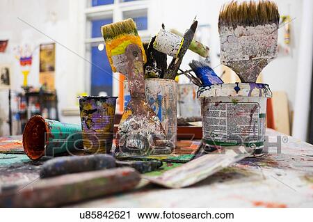Stock Image - Artist's material and tools. Fotosearch