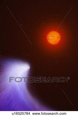 Stock Illustration - Artwork of mass-losing planet GJ 436b. Fotosearch