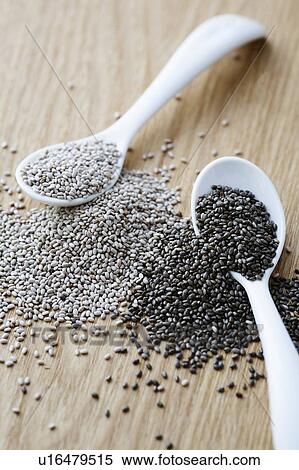 Black and White chia seeds View Large Photo Image Stock Photography - Black and White chia seeds. Fotosearch