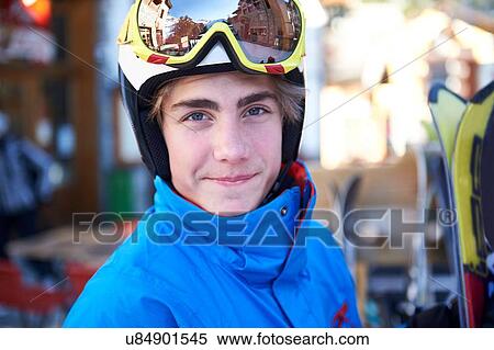 Boy on skiing holiday View Large Photo Image Stock Photography - Boy on skiing holiday. Fotosearch