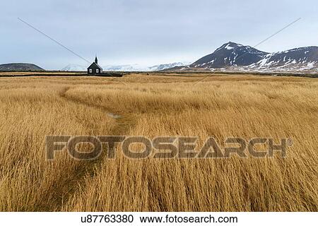 Stock Image - Budir Church, Iceland. Fotosearch
