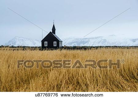 Stock Photograph - Budir Church, Iceland. Fotosearch