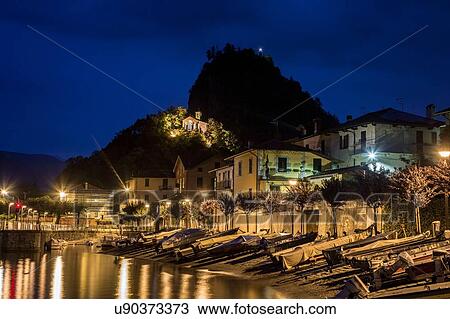 Stock Image - Calde, Lake Maggiore, Piedmont, Lombardy, Italy. Fotosearch