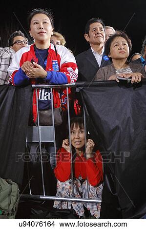 Picture - Crowd of supporters for Democratic Presidential Candidate Hillary Clinton Campaigns In Las Vegas, Nevada. Fotosearch