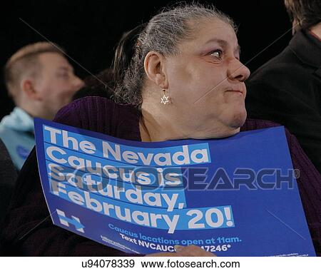 Stock Photo - Crowd of supporters for Democratic Presidential Candidate Hillary Clinton Campaigns In Las Vegas, Nevada. Fotosearch