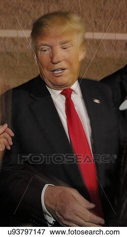 Stock Photo - Donald Trump campaigns at Nevada Caucus polling station, Palos Verde Highschool, NV. Fotosearch