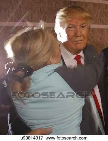 Stock Photo - Donald Trump campaigns at Nevada Caucus polling station, Palos Verde Highschool, NV. Fotosearch