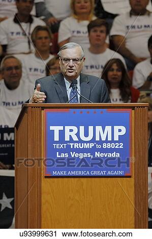 Stock Image - Donald Trump Holds Campaign Rally In Las Vegas, Nevada featuring Joe Arpaio as speaker. Fotosearch