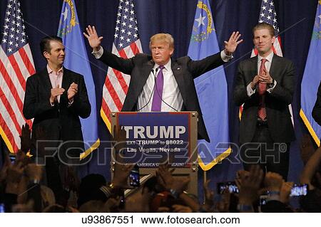 Stock Image - Donald Trump victory speech following big win in Nevada caucus, Las Vegas, NV. Fotosearch