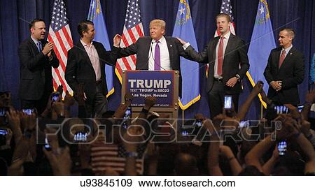 Stock Photo - Donald Trump victory speech following big win in Nevada caucus, Las Vegas, NV. Fotosearch