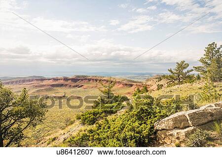 Stock Photo - Elevated landscape view of distant hills, Bridger, Montana, USA. Fotosearch