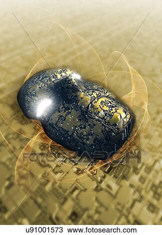 Stock Image - Face with circuit boards. Fotosearch