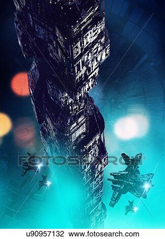 Stock Image - Futuristic space station. Fotosearch