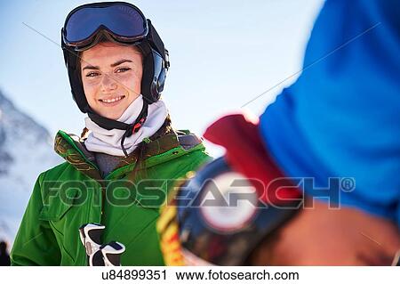 Girl on skiing holiday View Large Photo Image Stock Image - Girl on skiing holiday. Fotosearch