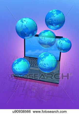 Stock Photograph - Global computer network. Fotosearch