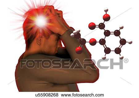Headache and Aspirin Molecule View Large Illustration Stock Illustration - Headache and Aspirin Molecule. Fotosearch