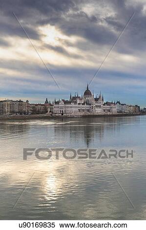 Hungarian parliament building over Danube River, Budapest, Hungary View Large Photo Image Stock Photography - Hungarian parliament building over Danube River, Budapest, Hungary. Fotosearch