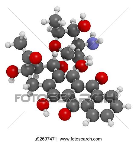 Stock Image - Idarubicin cancer drug molecule. Fotosearch