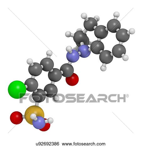 Stock Photograph - Indapamide hypertension drug molecule. Fotosearch