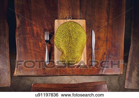Jackfruit on table View Large Photo Image Stock Photograph - Jackfruit on table. Fotosearch