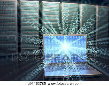 Laptop computer and servers View Large Photo Image Stock Photography - Laptop computer and servers. Fotosearch