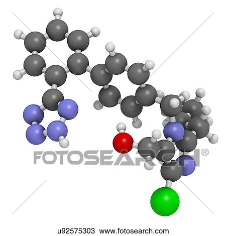 Stock Image - Losartan hypertension drug molecule. Fotosearch