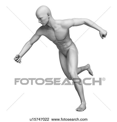 Drawing - Man running, illustration. Fotosearch