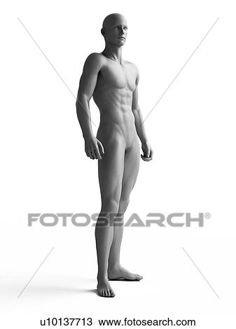 Drawing - Man standing in shadow, illustration. Fotosearch