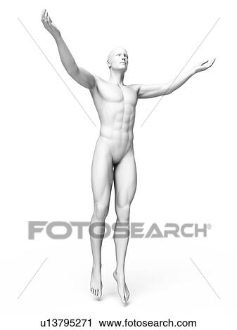Clip Art - Man standing with arms out, illustration. Fotosearch