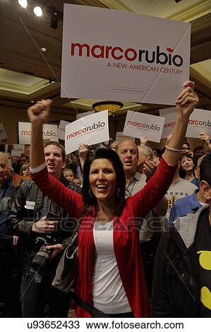 Stock Image - Marco Rubio Holds Campaign Rally at Texas Station, Dallas Ballroom, North Las Vegas, NV.. Fotosearch