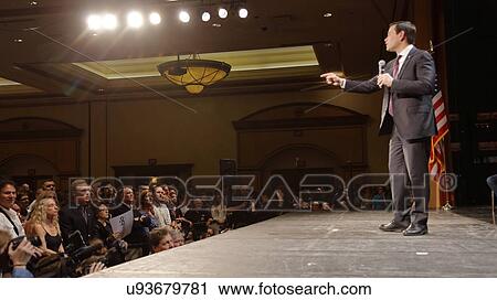 Stock Image - Marco Rubio Holds Campaign Rally at Texas Station, Dallas Ballroom, North Las Vegas, NV.. Fotosearch