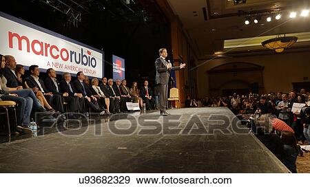Stock Photo - Marco Rubio Holds Campaign Rally at Texas Station, Dallas Ballroom, North Las Vegas, NV.. Fotosearch