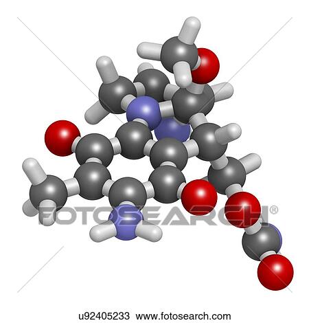 Stock Image - Mitomycin C cancer drug molecule. Fotosearch
