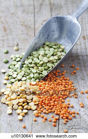 Stock Image - Mixed selection of peas and lentils. Fotosearch