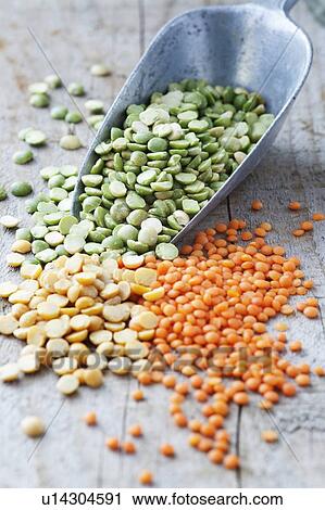 Stock Image - Mixed selection of peas and lentils. Fotosearch