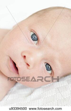 Newborn baby boy looking at camera View Large Photo Image Stock Image - Newborn baby boy looking at camera. Fotosearch