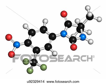 Picture - Nilutamide prostate cancer drug molecule. Fotosearch