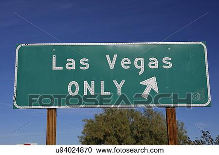 Stock Image - On ramp sign saying ""Las Vegas Only"", Interstate highway 15. Fotosearch