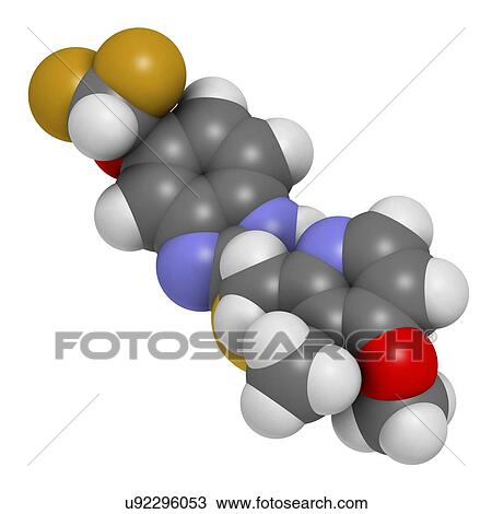 Stock Image - Pantoprazole gastric ulcer drug molecule. Fotosearch