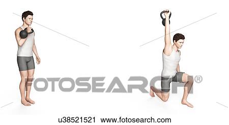 Clip Art - Person using kettlebell, illustration. Fotosearch