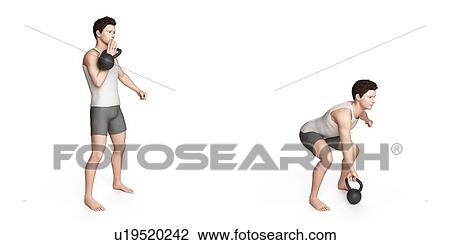 Person using kettlebell, illustration View Large Illustration Drawing - Person using kettlebell, illustration. Fotosearch