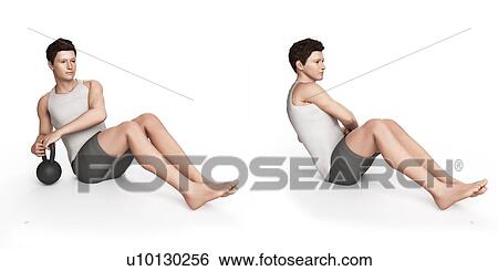 Stock Illustration - Person using kettlebell, illustration. Fotosearch